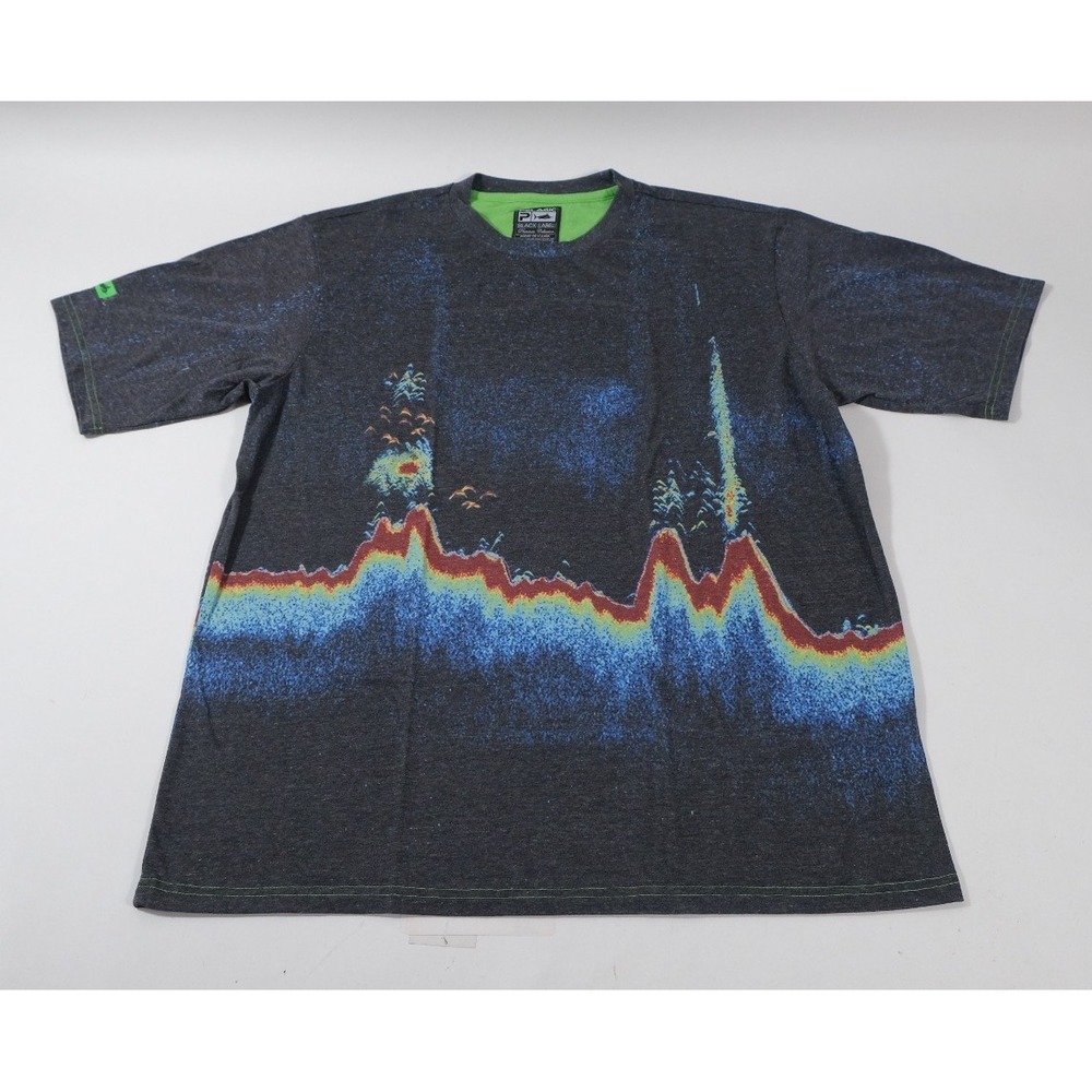 Pelagic T-Shirt Men XXL Gray Sonar Depth Chart Black Label Fishing Short Sleeve